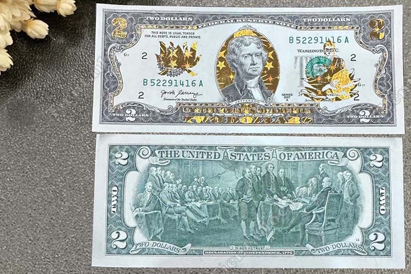 Tiền 2 USD Mạ Vàng Phật 1 Tiền 2 USD mạ vàng Phật